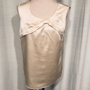 kate spade Cream Satin Bow-Accent Sleeveless Blouse